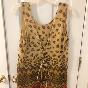 Sassy, Sleeveless, scoop neck leopard print dress